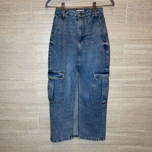 Love, Fire Jean Denim Straight Skirt Slit Girls